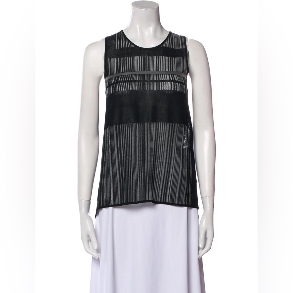 Helmut Lang Sheer Striped Scoop Neck Tank Top